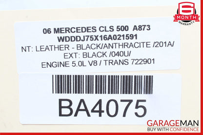 06-08 Mercedes W219 CLS500 Front Left Side Mirror Door Rear View Black OEM