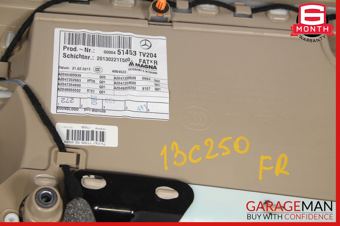 08-14 Mercedes W204 C250 C350 Front Right Passenger Interior Door Panel OEM
