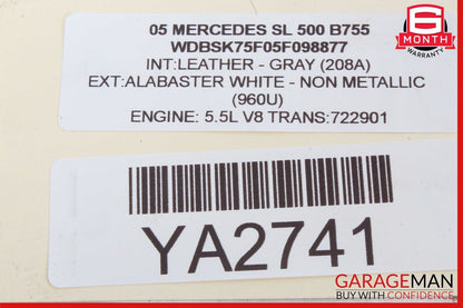 03-12 Mercedes R230 SL500 SL55 AMG Front Left Door Window Regulator Motor Unit