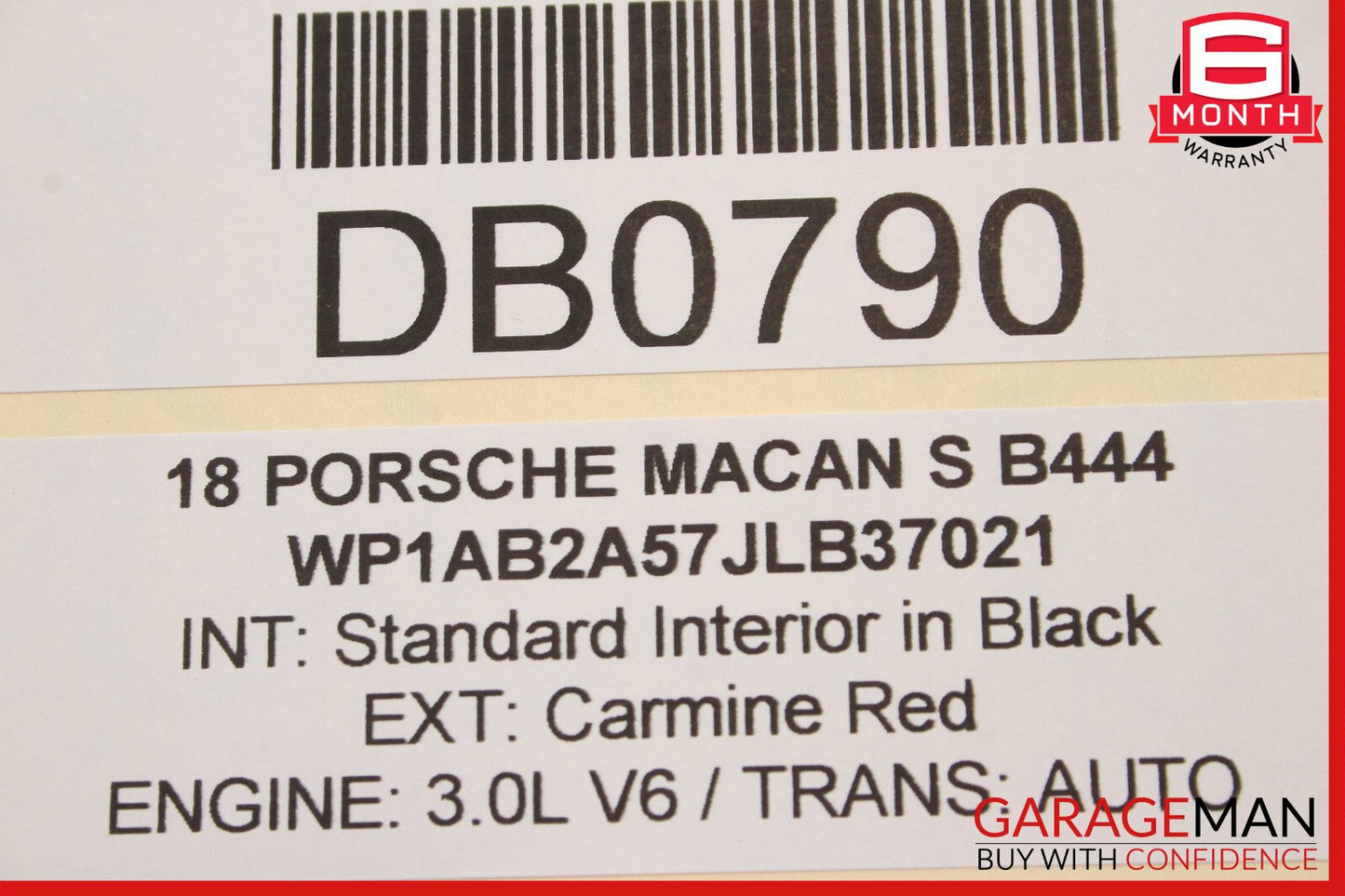 15-18 Porsche Macan S Rear Left Top Upper Seat Cushion Black OEM