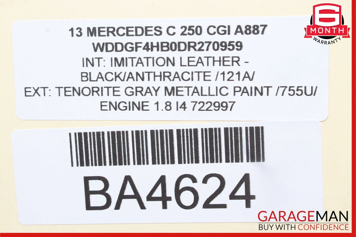 08-14 Mercedes W204 C250 Rear Left Driver Side Door Lock Latch Actuator OEM
