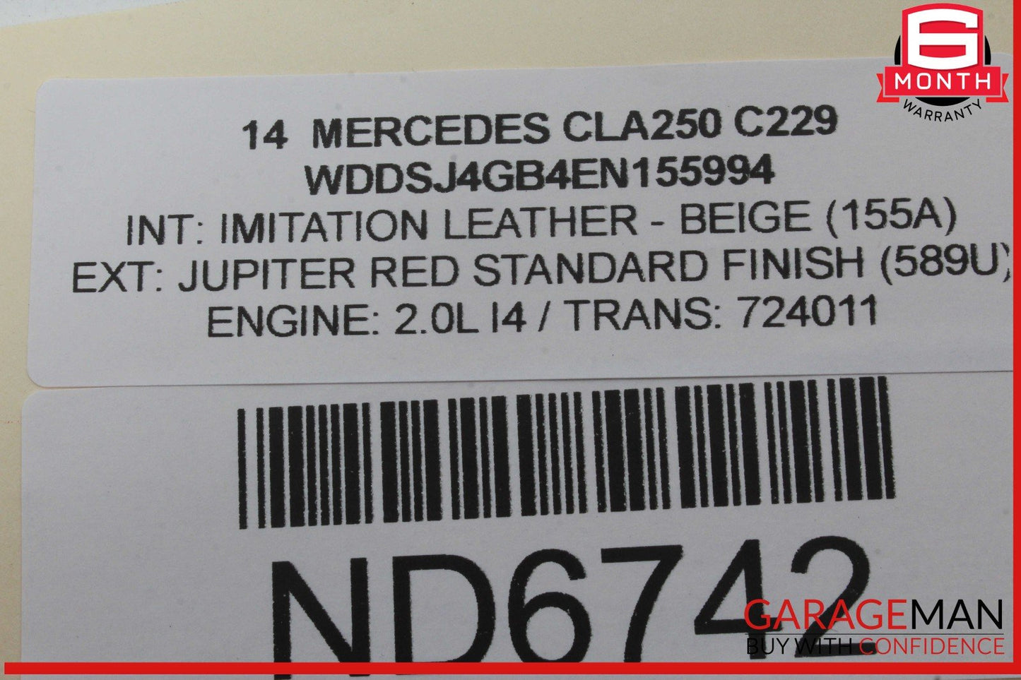 10-20 Mercedes W117 CLA250 Front Right Window Regulator Motor OEM