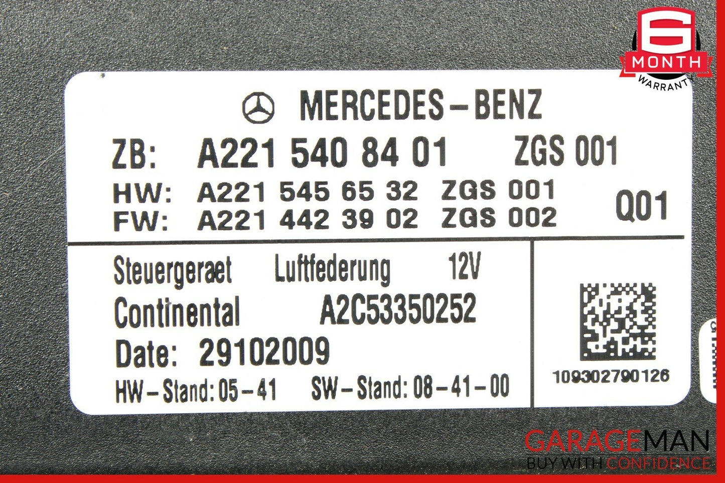 07-13 Mercedes W221 S400 CL550 Airmatic Air Suspension Control Module Q01 OEM