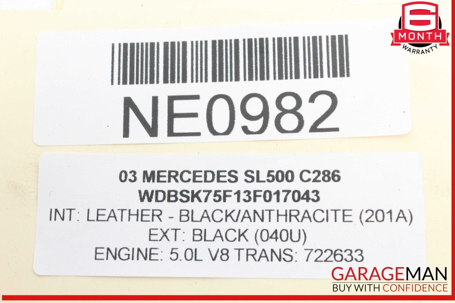 03-06 Mercedes R230 SL500 SL55 AMG Bumper Parktronic Parking Sensor Set OEM