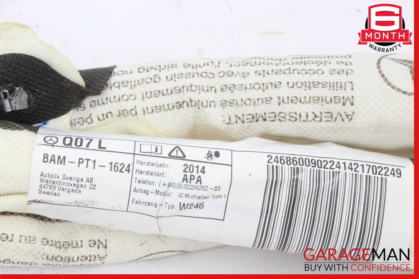 12-18 Mercedes Benz W246 W242 B250 Left Side Roof Safety Curtain 2468600902