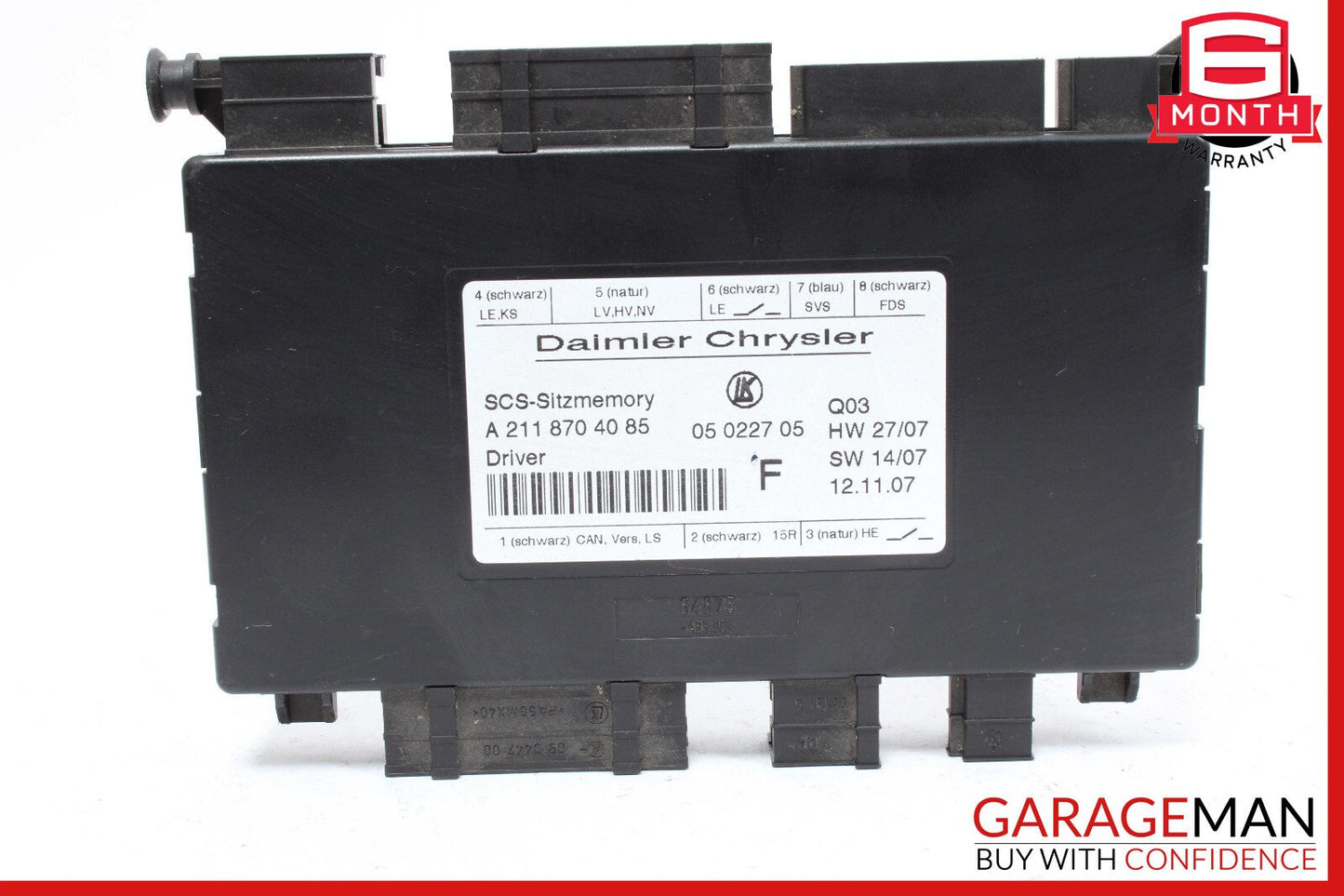 03-12 Mercedes W211 E63 CLS550 GL450 ML500 Seat Control Module Left Side OEM