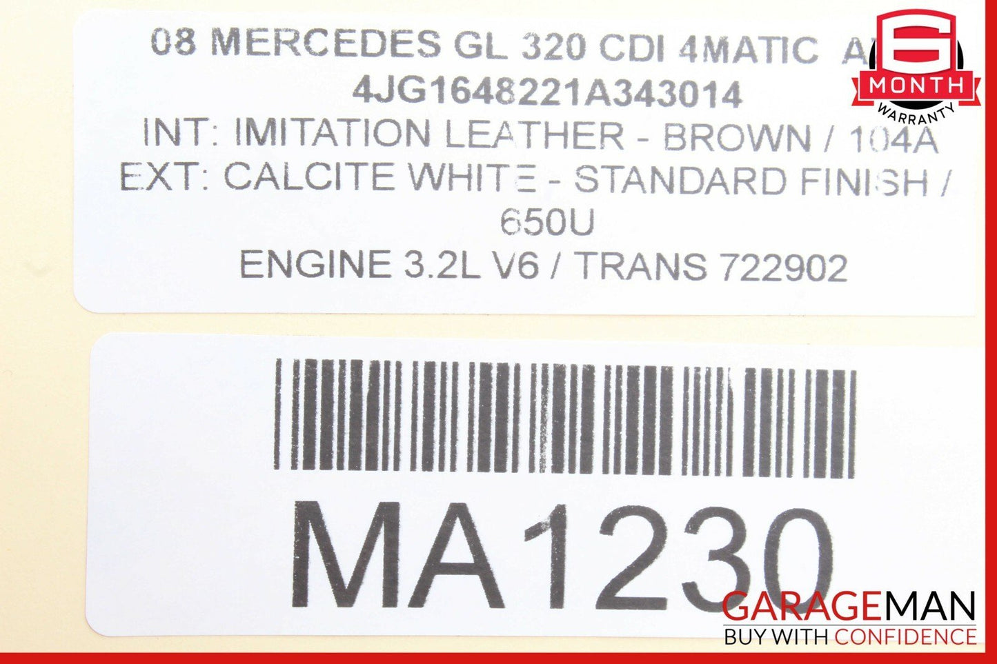 07-12 Mercedes X164 GL320 Rear Left / Right Side Seat Headrest Head Rest Gray