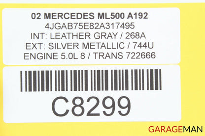 98-05 Mercedes W163 ML500 Right Passenger Side Rocker Skirt Molding Panel Silver