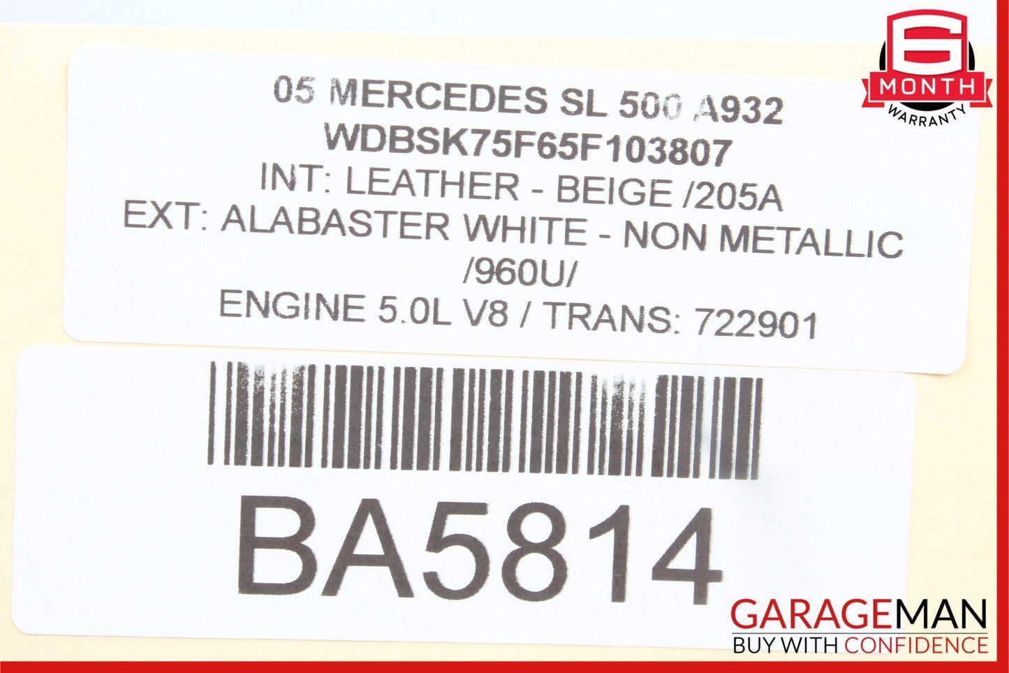 03-06 Mercedes R230 SL500 Front Right Passenger Exterior Door Handle White