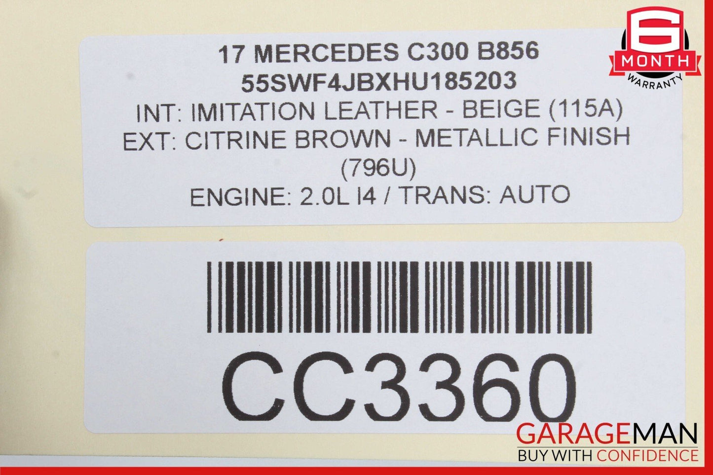 15-18 Mercedes W205 C300 C400 Rear Right Side Interior Door Panel Assy OEM