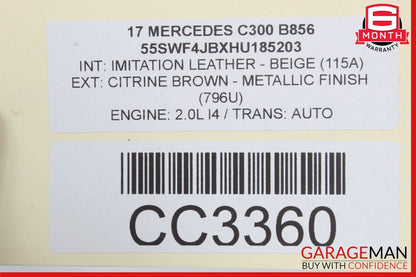 15-18 Mercedes W205 C300 C400 Rear Right Side Interior Door Panel Assy OEM