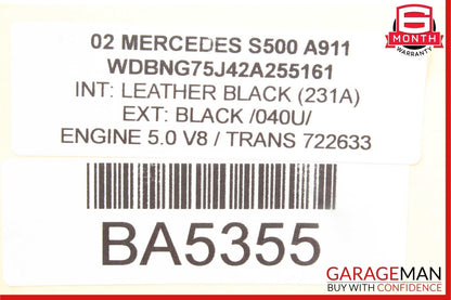 00-06 Mercedes W220 S430 S500 Rear Left Side Door Window Regulator Motor Unit
