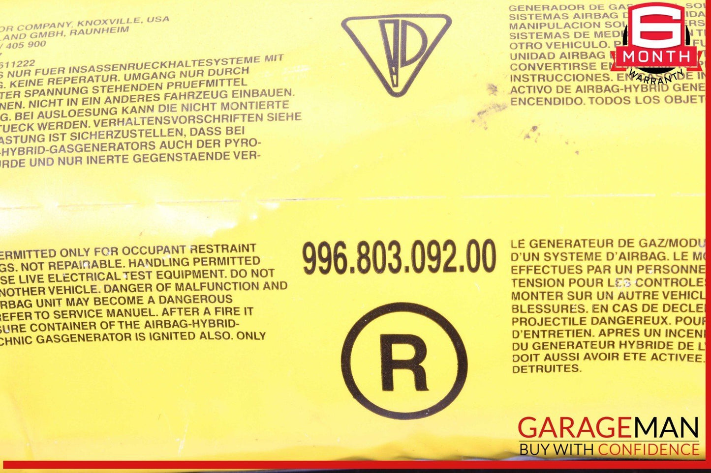 97-05 Porsche Boxster 986 911 996 Front Right Passenger Side Door Airbag Air Bag