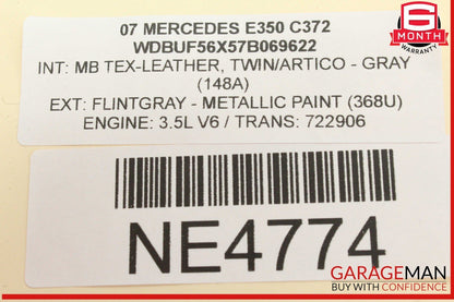 07-09 Mercedes W211 E350 Rear Trunk Lid Tailgate License Plate Panel Gray OEM
