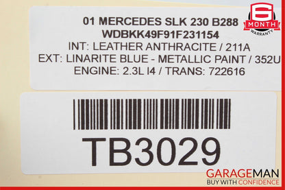 97-04 Mercedes R170 SLK230 SLK32 AMG Rear Right Side Quarter Window Glass