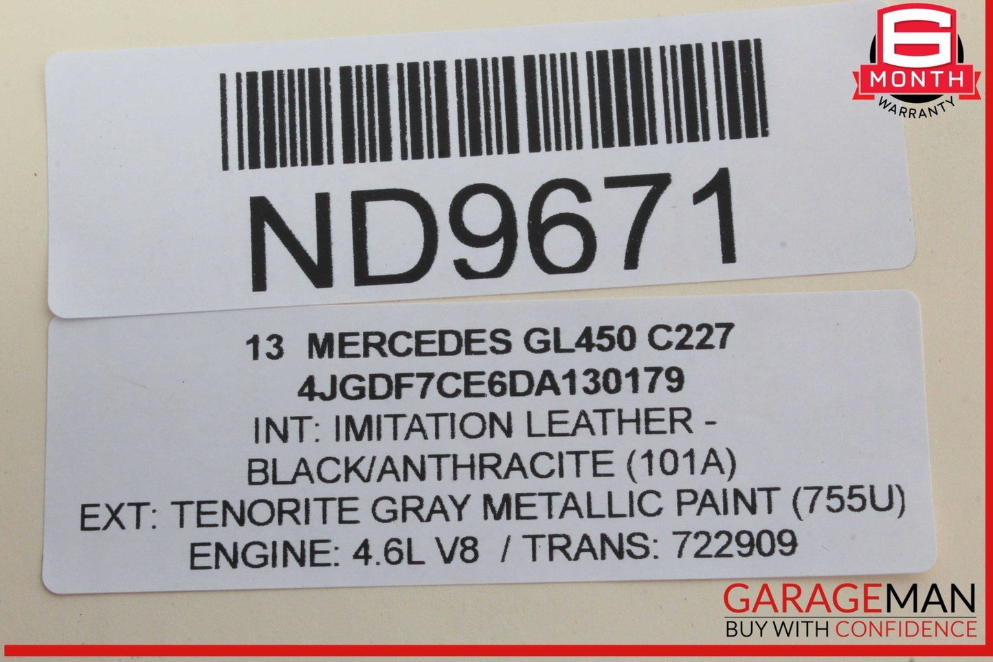 12-19 Mercedes X166 GL450 ML350 Rear Right Side Window Regulator Motor OEM