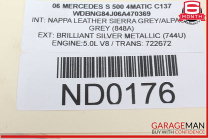 00-06 Mercedes W220 S500 4MATIC Rear Left Driver Side Window Regulator Motor OEM