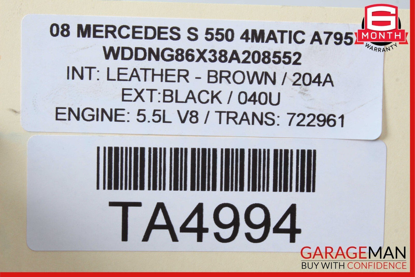 07-11 Mercedes W221 S550 5.5L V8 4Matic Main Engine Motor Harness Wire Assembly
