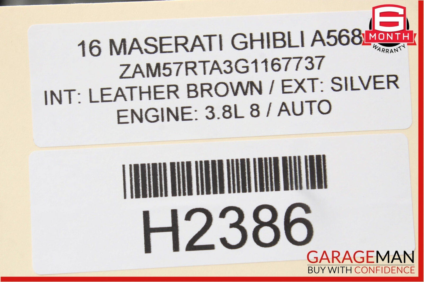 14-17 Maserati Ghibli Rear Right Side Complete Interior Door Trim Panel Assembly