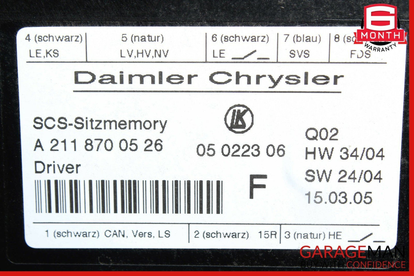 06-10 Mercedes W219 CLS500 GL550 Front Left Seat Control Controller Module OEM
