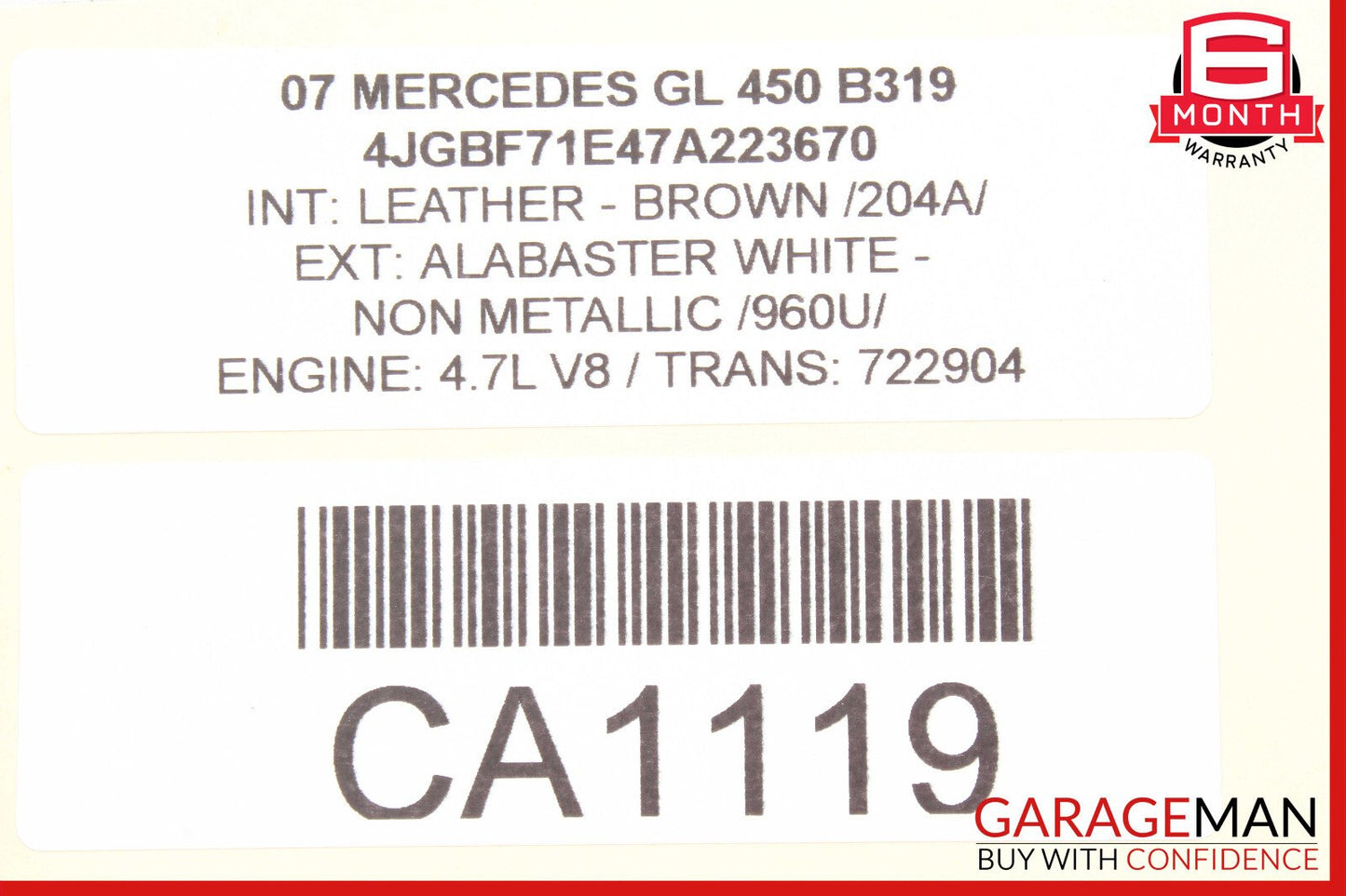 06-13 Mercedes X164 GL450 R350 ML500 Window Regulator Motor Front Right Side OEM