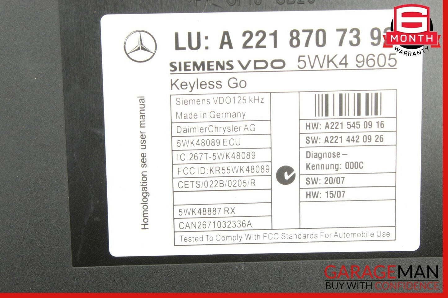 07-13 Mercedes W221 S400 S550 Front Left Driver Seat Control Module Unit OEM