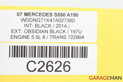 07-13 Mercedes W221 S550 S63 AMG Rear Window Sun Shade Screen Roller Blind Black