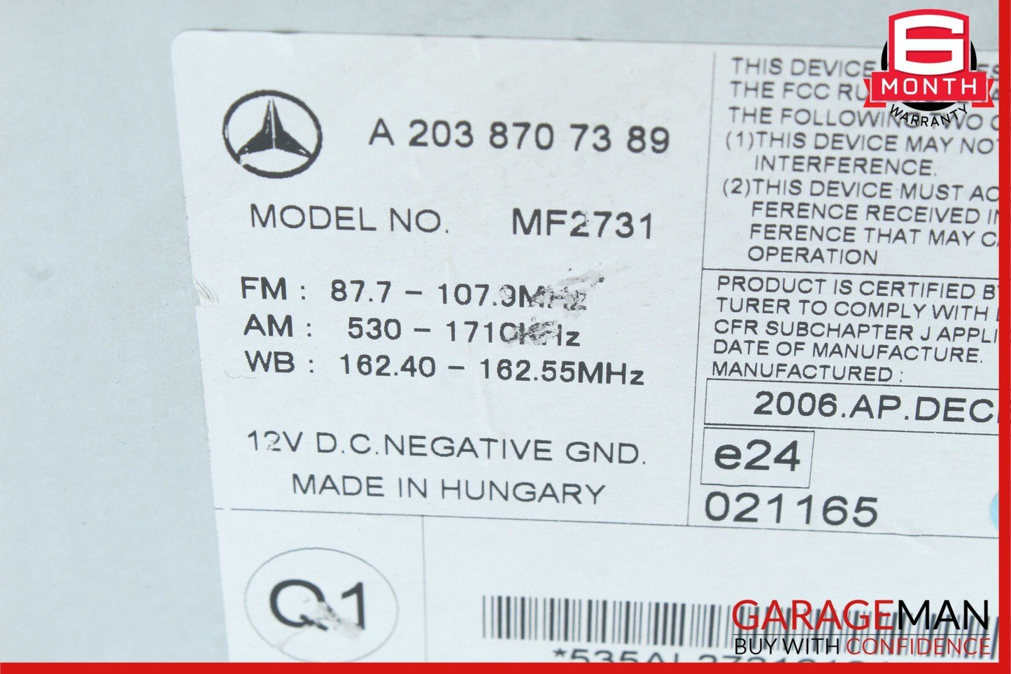 05-07 Mercedes W203 C230 C320 Radio Stereo Audio CD Player Head Unit AM FM OEM