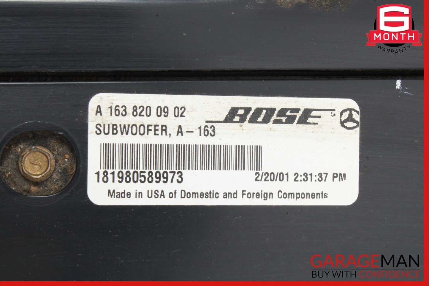98-05 Mercedes W163 ML320 ML55 AMG Audio Sound System Subwoofer Box Assembly