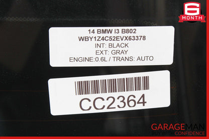14-19 BMW i3 I01 Hybrid Hatchback Rear Back Window Glass OEM