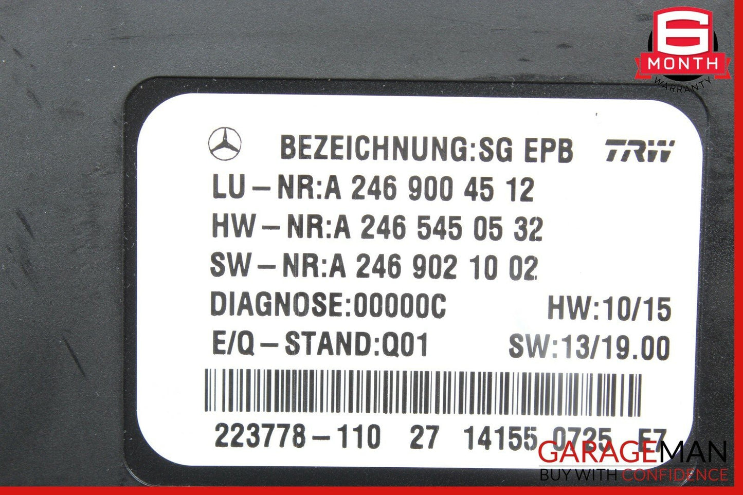 12-16 Mercedes R172 SLK350 SLK250 Hand Parking Brake Control Module Unit OEM
