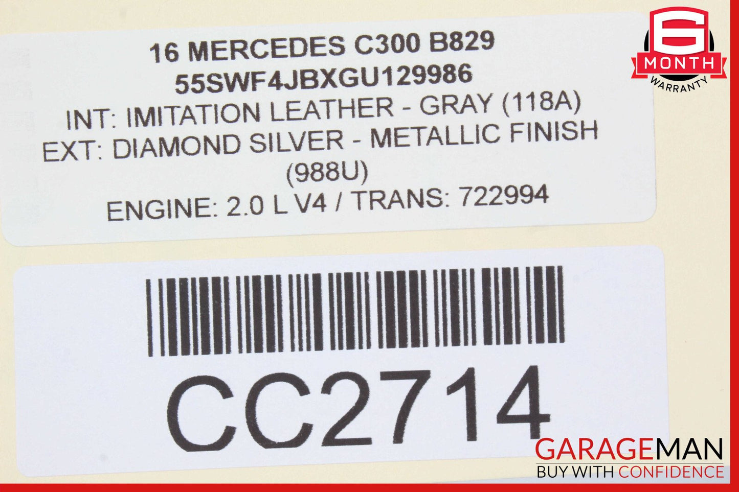 15-18 Mercedes W205 C300 350e C400 Rear Right Side Interior Door Panel OEM