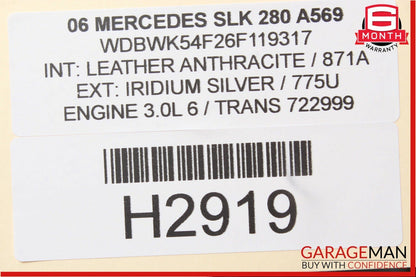 05-11 Mercedes R171 SLK280 Rear Right Side Convertible Top Trunk Lid Cylinder