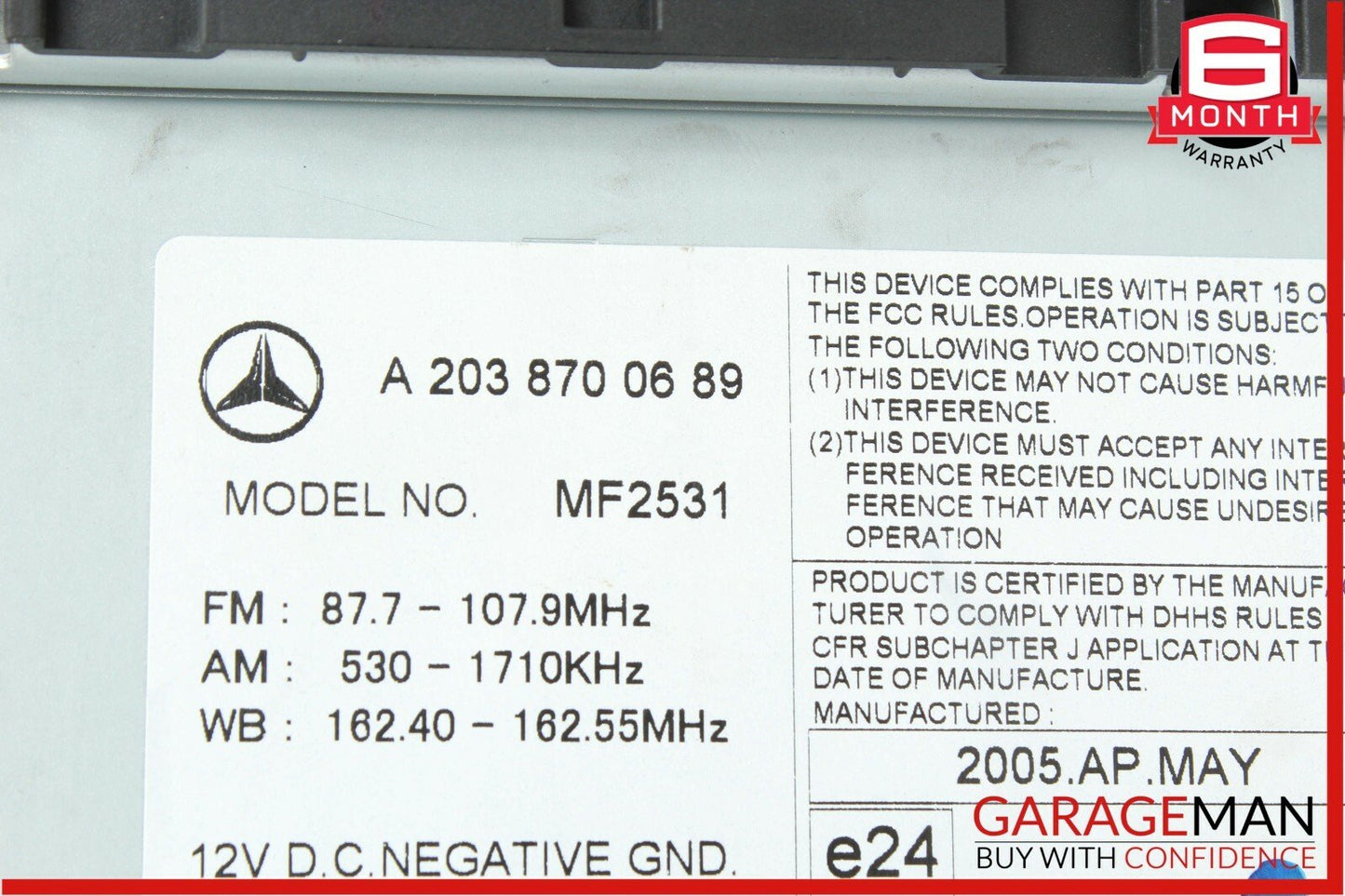 05-07 Mercedes W203 C230 C320 Radio CD Player Display Screen Head Unit AM FM