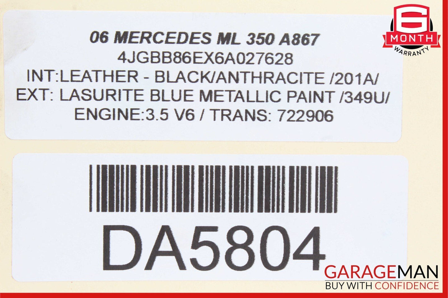 06-12 Mercedes W164 ML350 R350 Front Left Side Door Window Regulator Motor OEM
