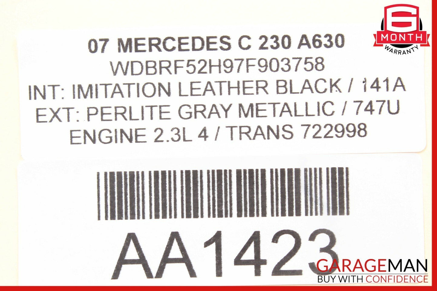 05-07 Mercedes W203 C230 C55 AMG Rear Left Driver Side Exterior Door Handle Gray