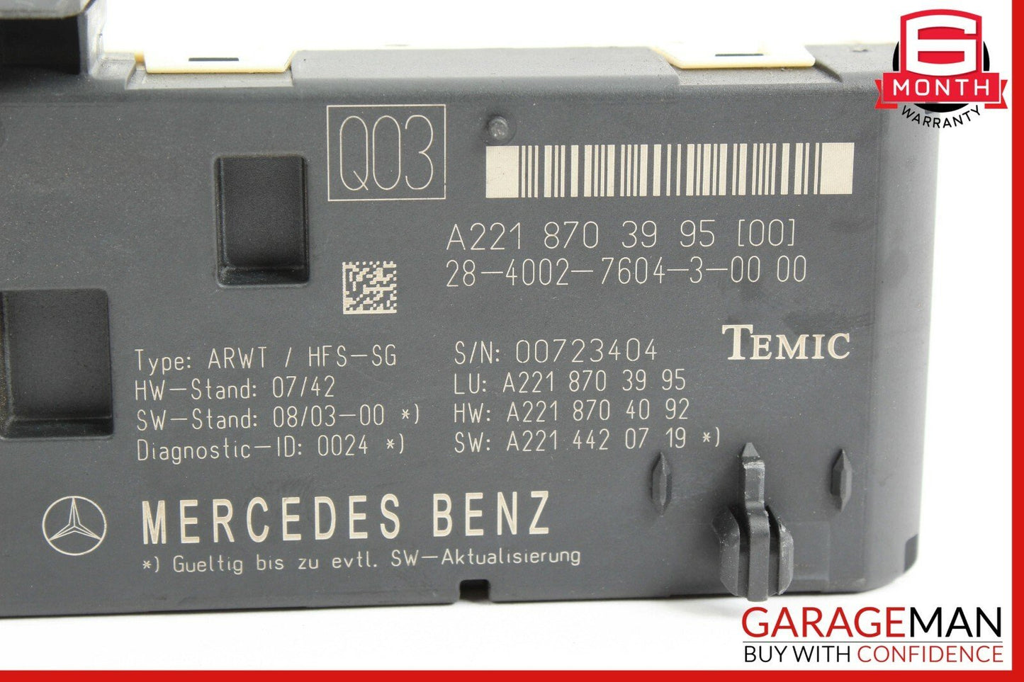 07-13 Mercedes W221 S550 CL550 Trunk Release Remote Open Close Module Unit OEM