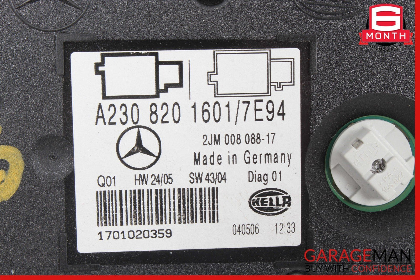 05-12 Mercedes R230 SL550 Front Top Upper Overhead Dome Reading Map Light Gray
