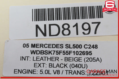 03-12 Mercedes R230 SL500 Convertible Trunk Frame Right Lock Cylinder OEM