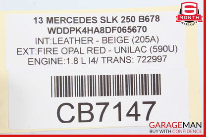 12-20 Mercedes R172 SLK250 SLK350 Rear Right Side A OEM