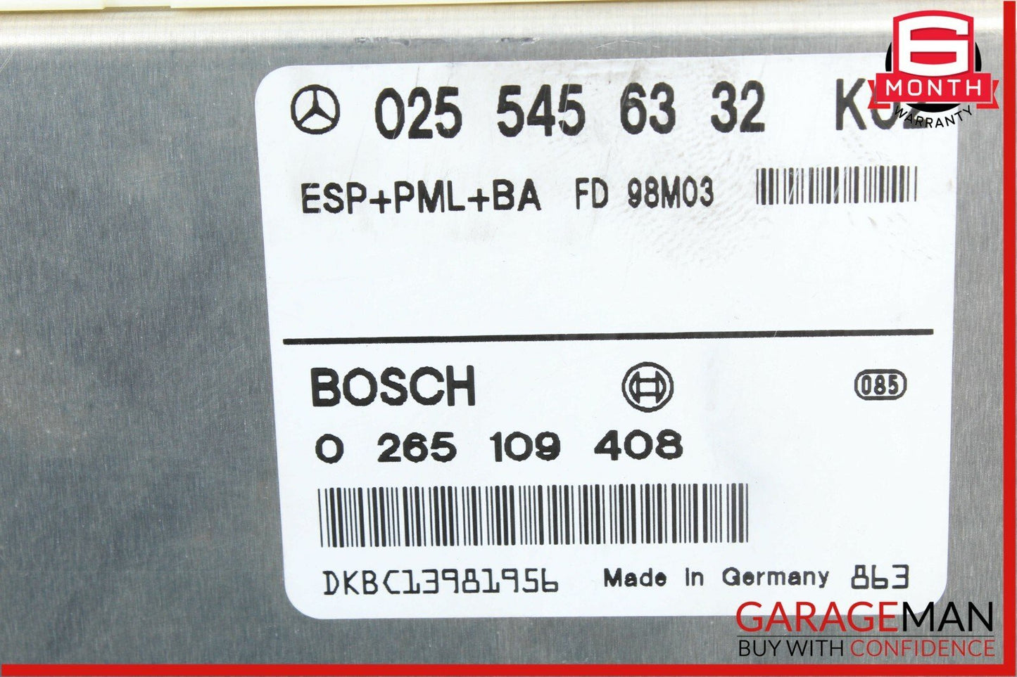 98-02 Mercedes W210 E320 E430 ABS ESP Computer Control Module 0255456332 OEM
