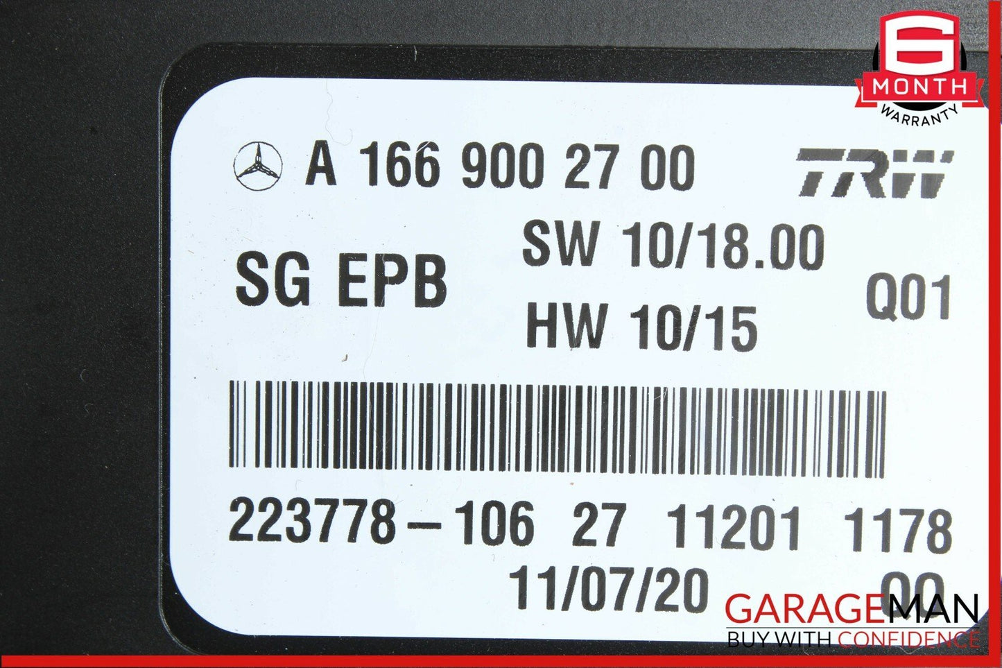 12-16 Mercedes R172 SLK350 Parking Brake Electronic Computer Control Module Unit