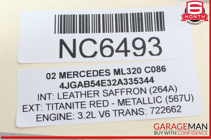 98-05 Mercedes W163 ML320 ML350 ML500 Axle CV Half Shaft Rear Right or Left OEM