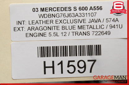 03-12 Mercedes W221 S600 CL65 AMG Left Side Turbocharger Hose Pipe 2750980707