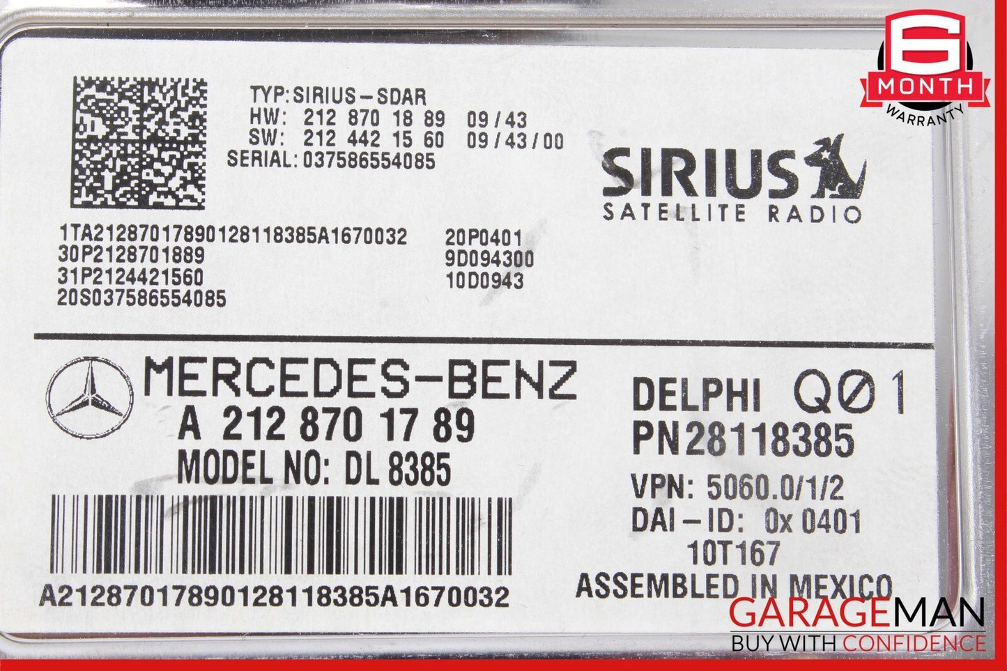 08-14 Mercedes W212 E550 C300 Sirius Satellite Radio Receiver 2128701789 OEM