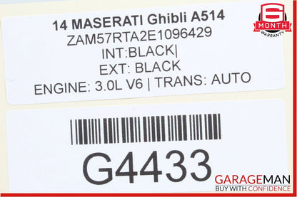 14-17 Maserati Ghibli Front Left Side Complete Seat Cushion Cover Assembly Black