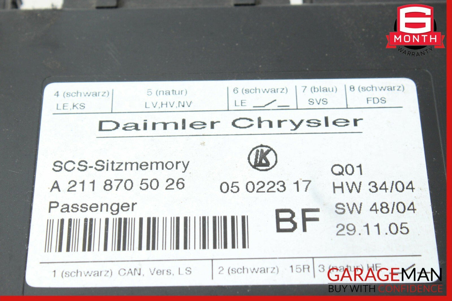 03-11 Mercedes W211 E350 Under Seat Control Module Front Right Side OEM