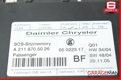03-11 Mercedes W211 E350 Under Seat Control Module Front Right Side OEM