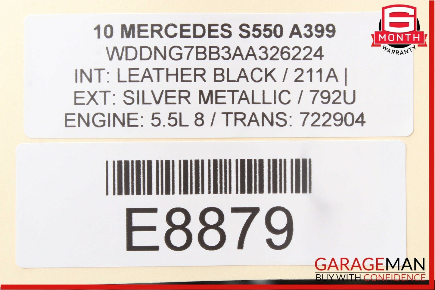 10-13 Mercedes W221 S550 S63 AMG Interior Top Upper Rear View Mirror Grey OEM
