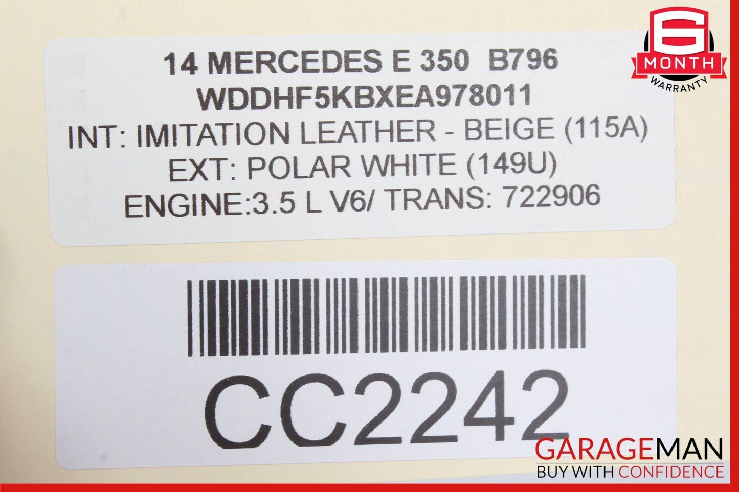 10-16 Mercedes W212 E350 E400 Front Left Driver Top Upper Seat Cushion Beige OEM